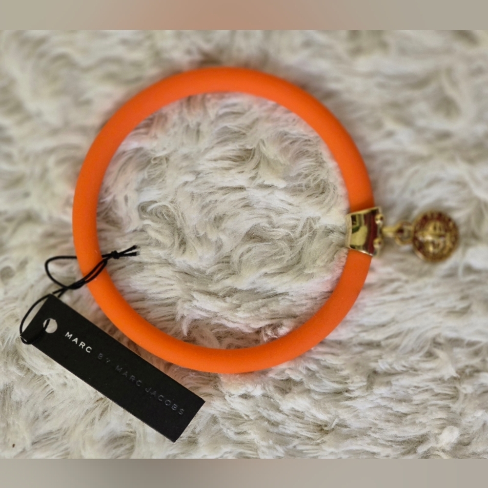 Marc By Marc Jacobs Orange Bracelet with Gold Charm One Size NWT